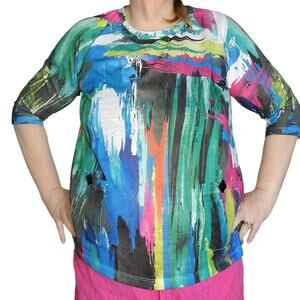 Ali Miles Size PXL Petite Paint Print Pullover Tunic Women's Multi Sequin Pocket